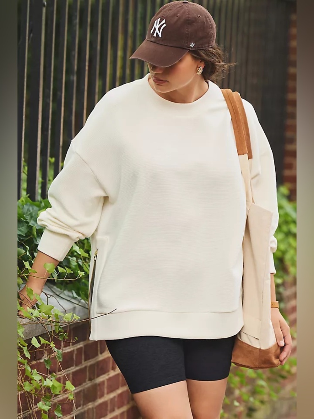 Varley Mae Boyfriend Oversized ribbed Sweatshirt Pullover cream XXS oversized